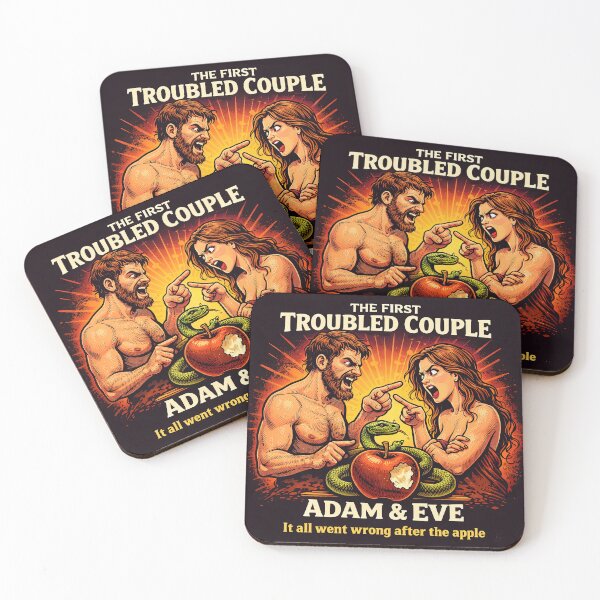 Item preview, Adam and Eve First Troubled Couple Art designed and sold by Retr0Tshirts.