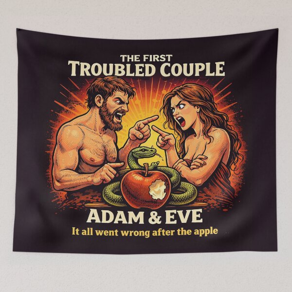 Item preview, Adam and Eve First Troubled Couple Art designed and sold by Retr0Tshirts.