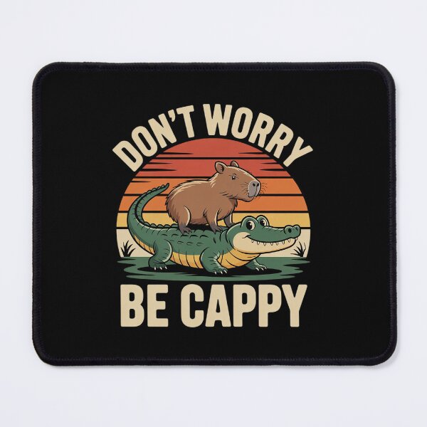 Item preview, Don't Worry Be Cappy Capybara Riding On A Crocodile designed and sold by FadeOfThrone.
