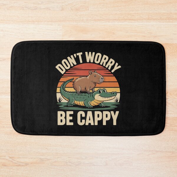 Item preview, Don't Worry Be Cappy Capybara Riding On A Crocodile designed and sold by FadeOfThrone.