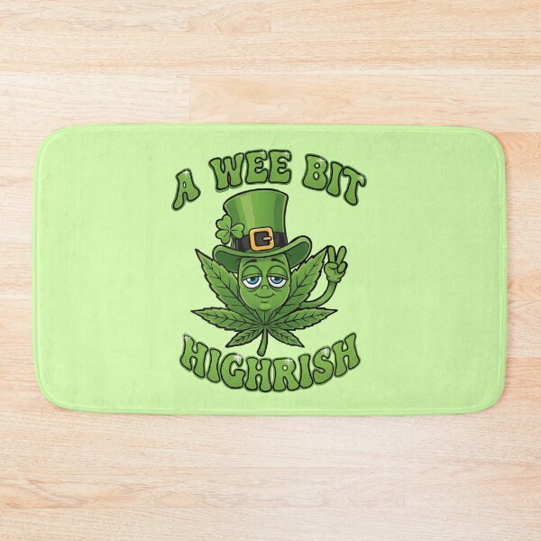 Item preview, A Wee Bit Highrish - Funny Cannabis Leaf Character & Pun designed and sold by Italian Ink Studio.