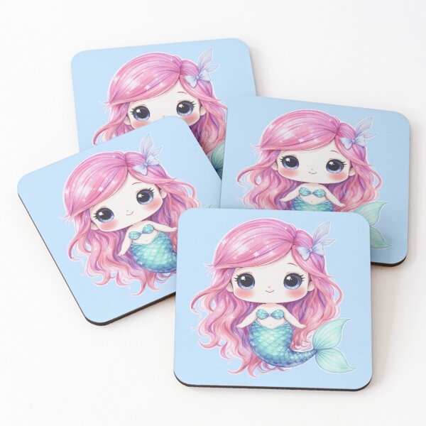 Item preview, Sparkling Star Mermaid - Cute Chibi Anime Girl Nursery Wall Art designed and sold by HappySproutArt.