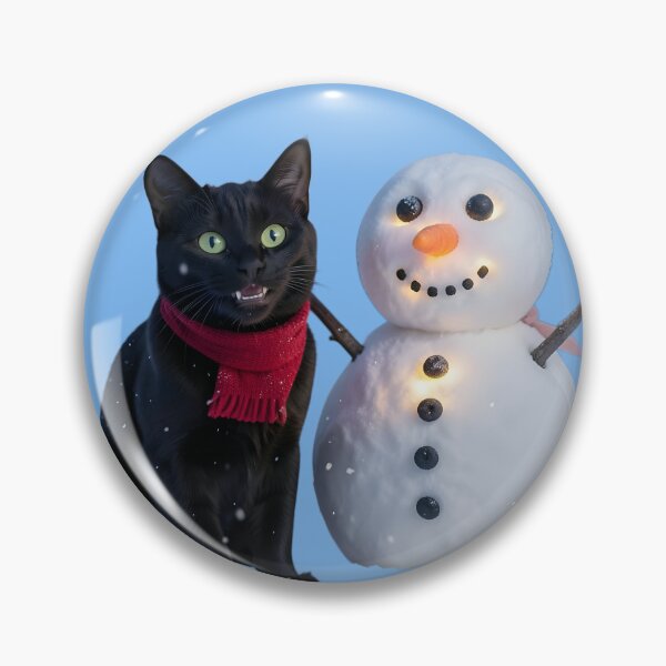 Item preview, A black Cat with a Snowman designed and sold by MiaRose85.