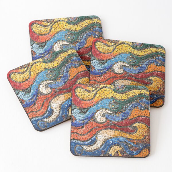 Item preview, Gaudi Inspired Mosaics Colorful Waves Tile designed and sold by GrinGalore.