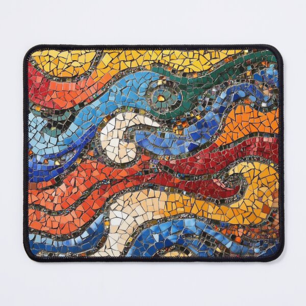 Item preview, Gaudi Inspired Mosaics Colorful Waves Tile designed and sold by GrinGalore.