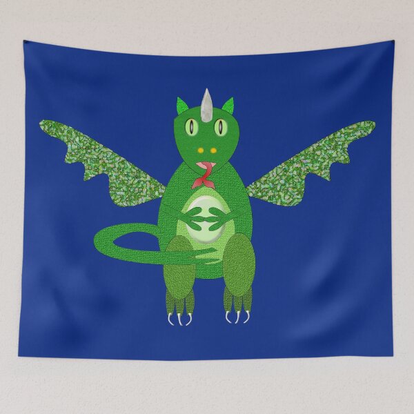 Item preview, Fantasy Horned Dragon Guarding an Egg Goblincore Digital Art designed and sold by naturegallery.
