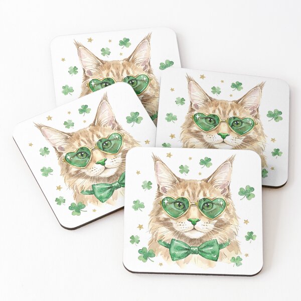 Item preview, Maine Coon Cat St Patricks Day Vintage Lucky Irish Graphic designed and sold by EvrmoodCo.