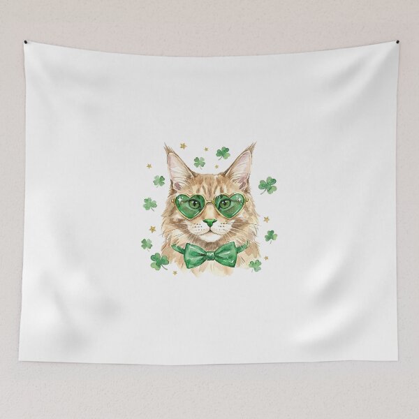 Item preview, Maine Coon Cat St Patricks Day Vintage Lucky Irish Graphic designed and sold by EvrmoodCo.