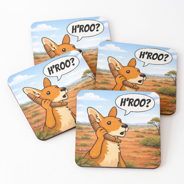 Item preview, Funny Kangaroo Answering Phone – Hello Roo Wordplay Illustration designed and sold by tuarina.