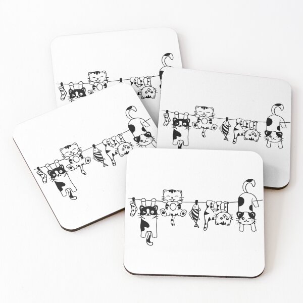 Item preview, Cute Cats Hanging on Clothesline Doodle designed and sold by ZenNal.
