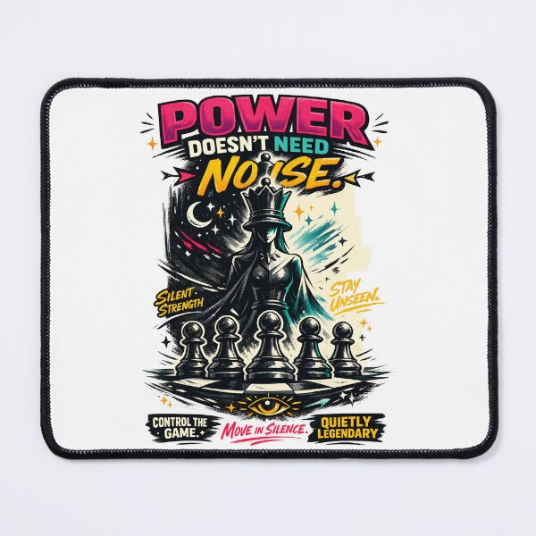 Item preview, Power Doesn't Need Noise Silent Strength Chess Queen Aesthetic - Move in Silence Quote Strategy Art by Vivaan Studio designed and sold by Vivaan Studio.