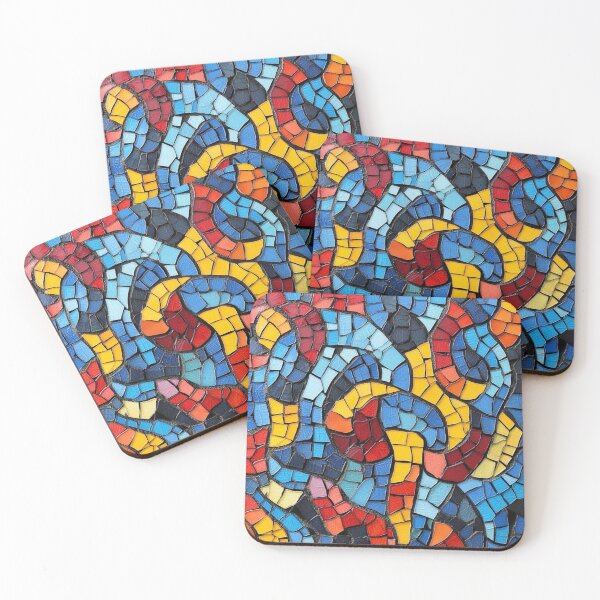 Item preview, Gaudi Inspired Mosaics Colorful Curls Tile designed and sold by GrinGalore.