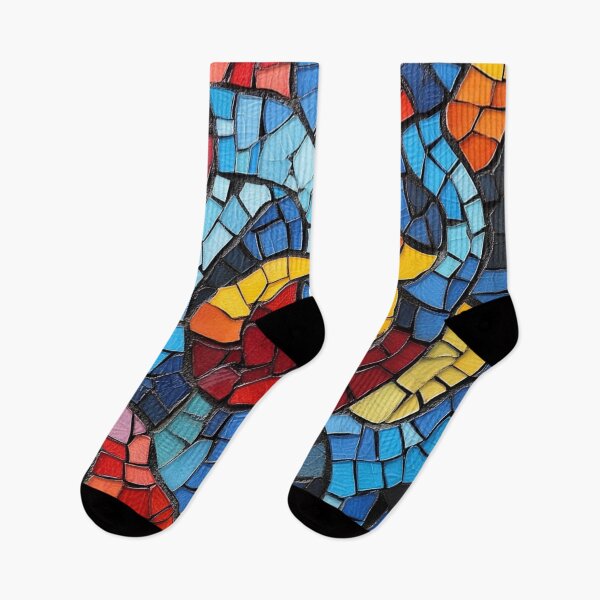 Item preview, Gaudi Inspired Mosaics Colorful Curls Tile designed and sold by GrinGalore.