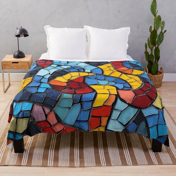 Item preview, Gaudi Inspired Mosaics Colorful Curls Tile designed and sold by GrinGalore.