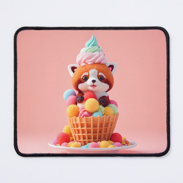 Item preview, Red Panda Celebrating Birthday with Ice Cream Cake designed and sold by SundaySavepoint.