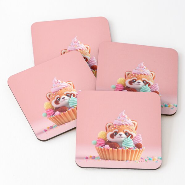 Item preview, Red panda Holding Cupcakes with Sprinkles - Festive Meme Art designed and sold by SundaySavepoint.