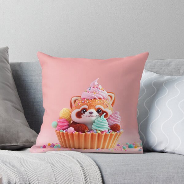 Item preview, Red panda Holding Cupcakes with Sprinkles - Festive Meme Art designed and sold by SundaySavepoint.