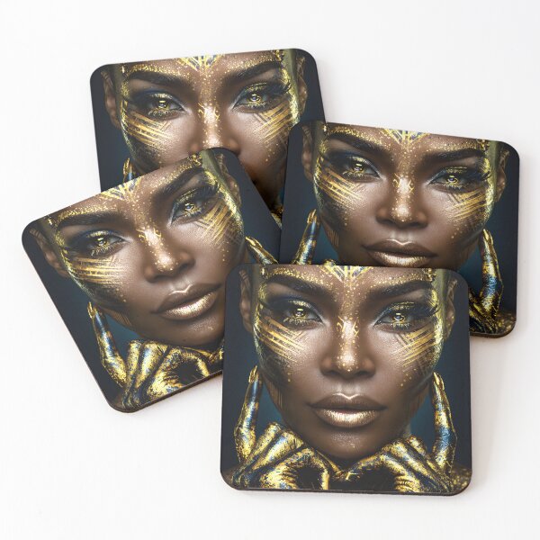 Item preview, Stunning Golden Body Art Portrait with Intricate Design designed and sold by Artessie.