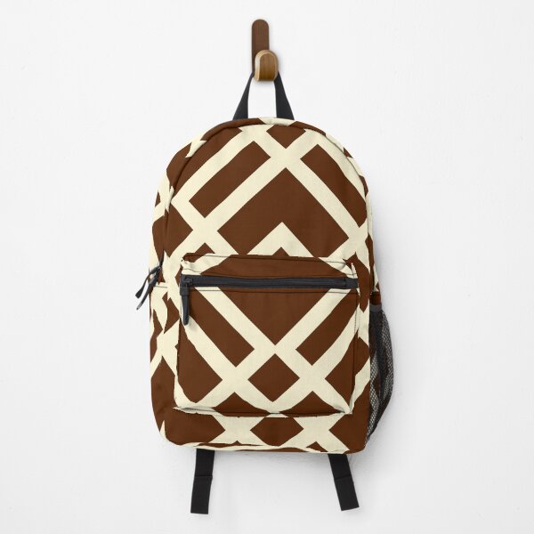 Item preview, Geometric Grid Pattern With Interlocking Squares In Outlines On Rich Brown Background designed and sold by studioart.