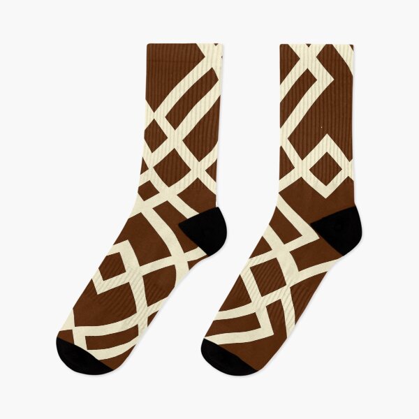 Item preview, Geometric Grid Pattern With Interlocking Squares In Outlines On Rich Brown Background designed and sold by studioart.