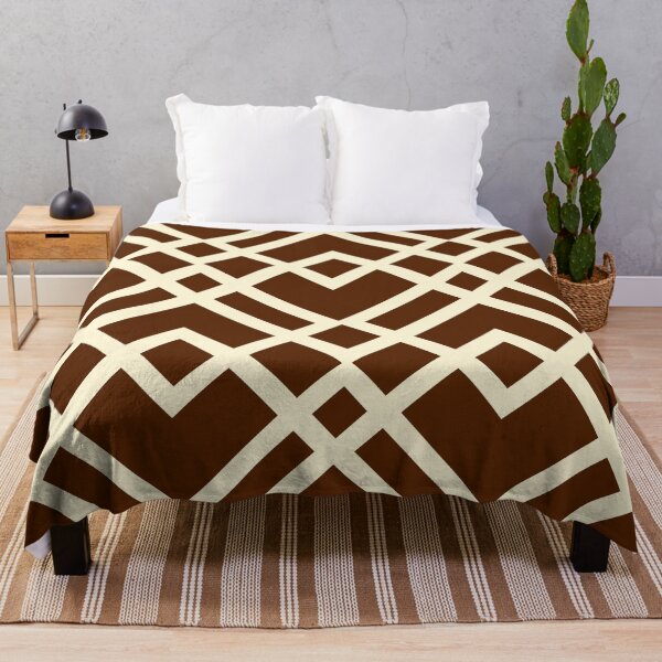 Item preview, Geometric Grid Pattern With Interlocking Squares In Outlines On Rich Brown Background designed and sold by studioart.