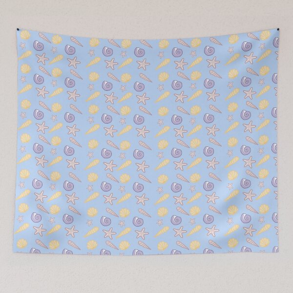 Item preview, Pastel Seashell Pattern Beach Yellow Purple Pink Stickers Prints Posters Wall Art Magnet Home Coffee Cup Decoration TShirt Stationary Notebook Magnet Hat Kitchen Work School Office Redbubble Shop designed and sold by Saritas Boutique Shop.