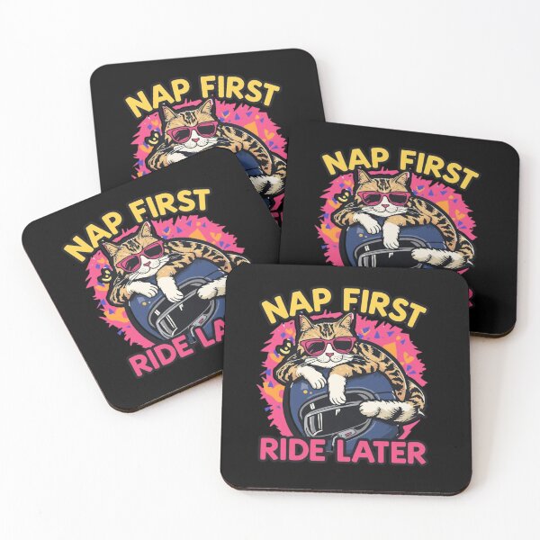 Item preview, Nap first ride Later- Motorcyclist cat humor  designed and sold by YourTrendyTees.