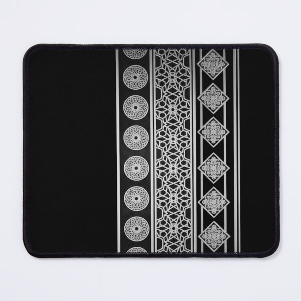 Item preview, Luxury Islamic Geometric Border Pattern (V.1) – Silver Arabic Ornament on Black designed and sold by D-Islamic.