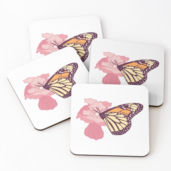 Item preview, Monarch Butterfly with Pink Flower, Hand drawn designed and sold by FourAcreFarm.