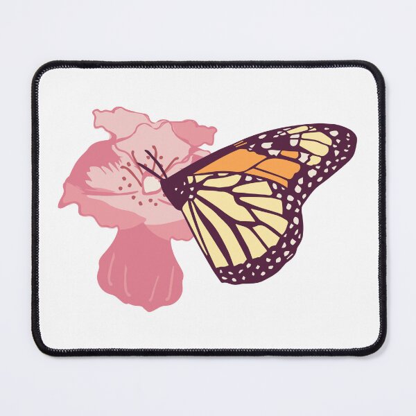 Item preview, Monarch Butterfly with Pink Flower, Hand drawn designed and sold by FourAcreFarm.
