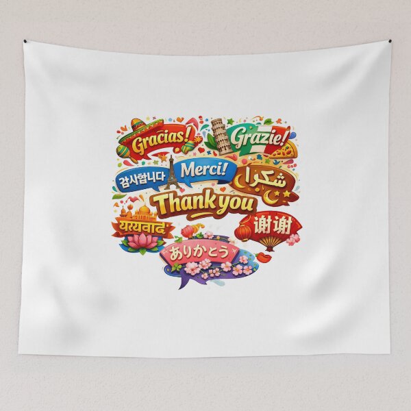 Item preview, Global Thank You - Multilingual Gratitude & World Landmarks Art designed and sold by Crown & Claw.