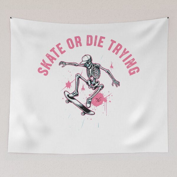 Item preview, Skate or Die Trying Vintage - Retro Skeleton Skater Grunge Art designed and sold by Axivra.