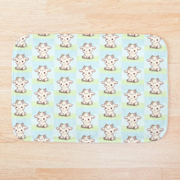 Aperçu de l'œuvre Adorable bébé agneau avec une couronne de fleurs – Illustration d'animal de la ferme kawaii créée et vendue par soletstudio.