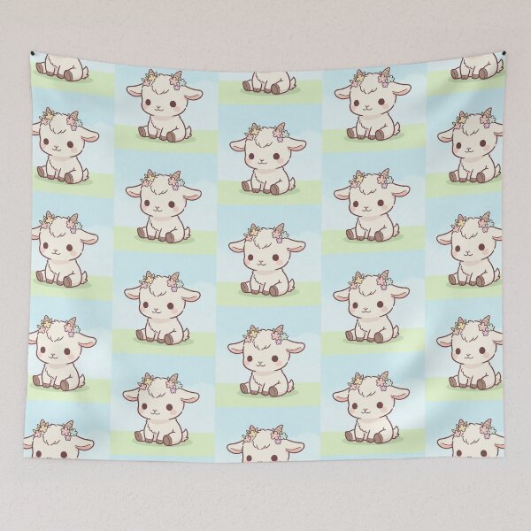 Item preview, Cute Baby Lamb with Flower Crown – Kawaii Farm Animal Illustration designed and sold by soletstudio.