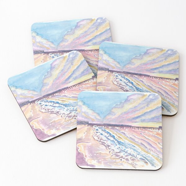 Item preview, Cocoa Beach Pier Painting with Ocean Waves and Coastal Sunset designed and sold by artshop77.