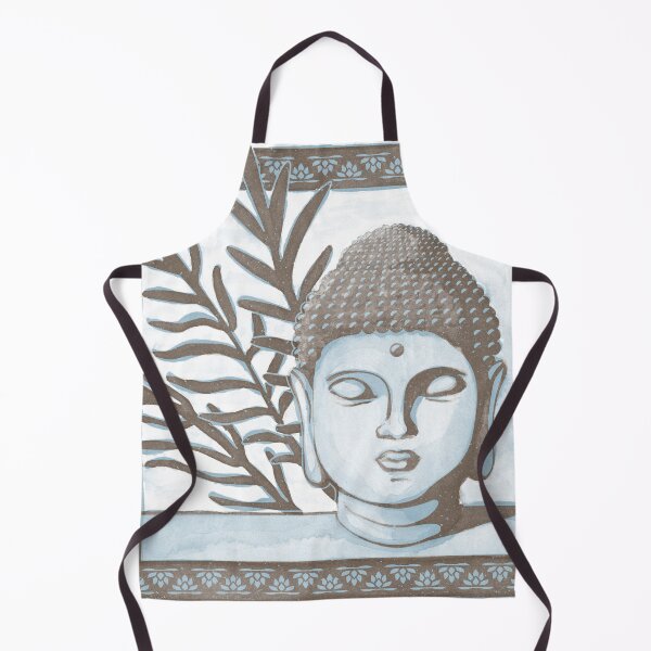 Item preview, Buddha Head Statue with Palm Fronds Watercolor - Earth + Sky designed and sold by Irene Estelle.