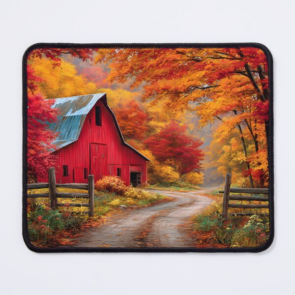 Item preview, Vibrant Autumn Barn Surrounded by Colorful Trees designed and sold by Artessie.