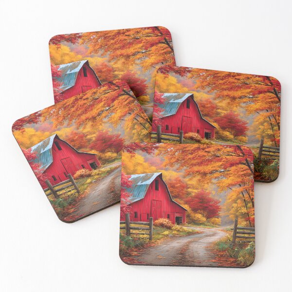 Item preview, Vibrant Autumn Barn Surrounded by Colorful Trees designed and sold by Artessie.