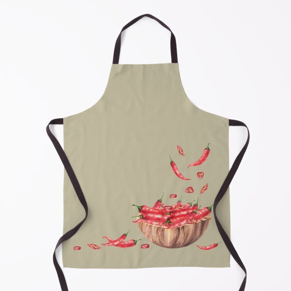 Item preview, Copy of Hot chili peppers fall into a wooden bowl full of whole sliced red pods. Watercolor hand drawn designed and sold by BartolArt.