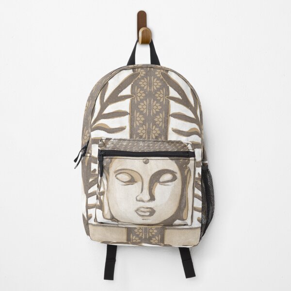 Item preview, Buddha Head Statue with Palm Fronds Watercolor - Earth + Fawn designed and sold by Irene Estelle.