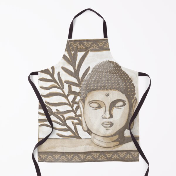 Item preview, Buddha Head Statue with Palm Fronds Watercolor - Earth + Fawn designed and sold by Irene Estelle.