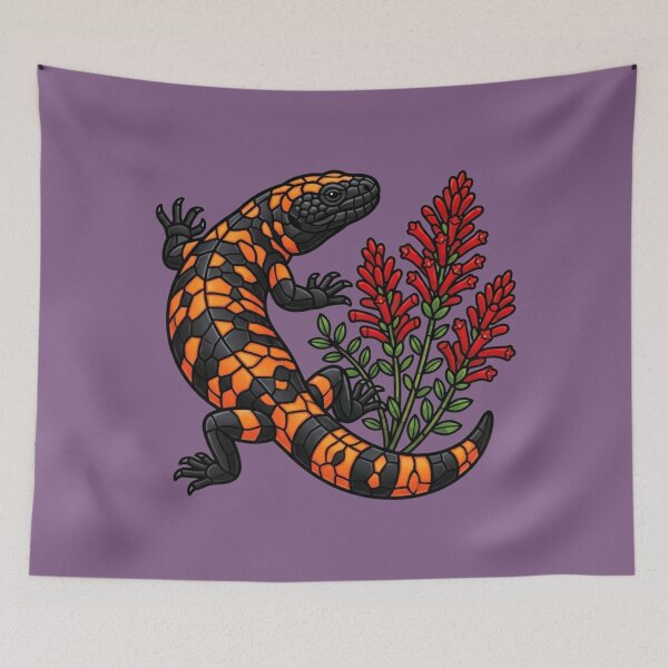 Item preview, Gila Monster Stained Glass Botanical Wildlife Art designed and sold by BirdsnStuff.