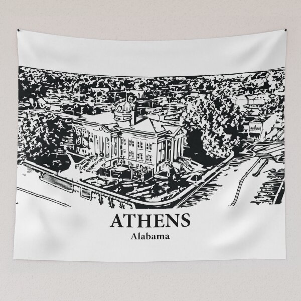 Item preview, Athens AL - Ink Cityscape Illustration designed and sold by Lakeric Cityscapes.