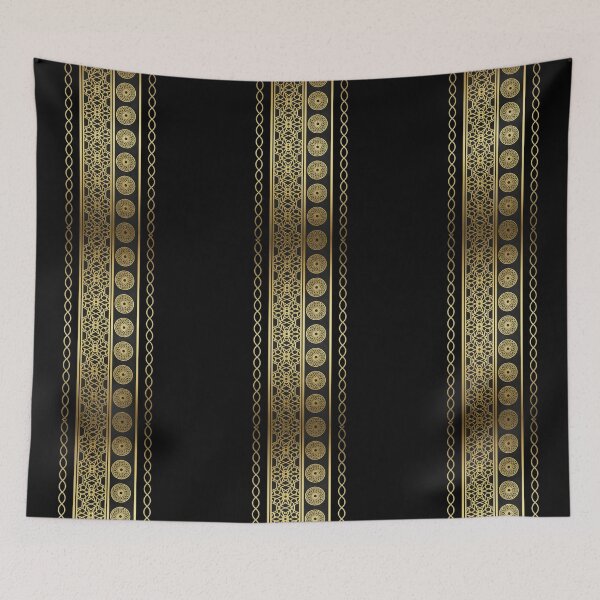 Item preview, Luxury Islamic Geometric Border Pattern (V.1) – Gold Arabic Ornament on Black designed and sold by D-Islamic.