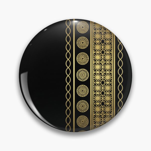 Item preview, Luxury Islamic Geometric Border Pattern (V.2) – Gold Arabic Ornament on Black designed and sold by D-Islamic.