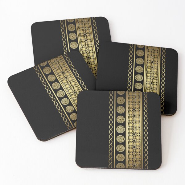 Item preview, Luxury Islamic Geometric Border Pattern (V.2) – Gold Arabic Ornament on Black designed and sold by D-Islamic.
