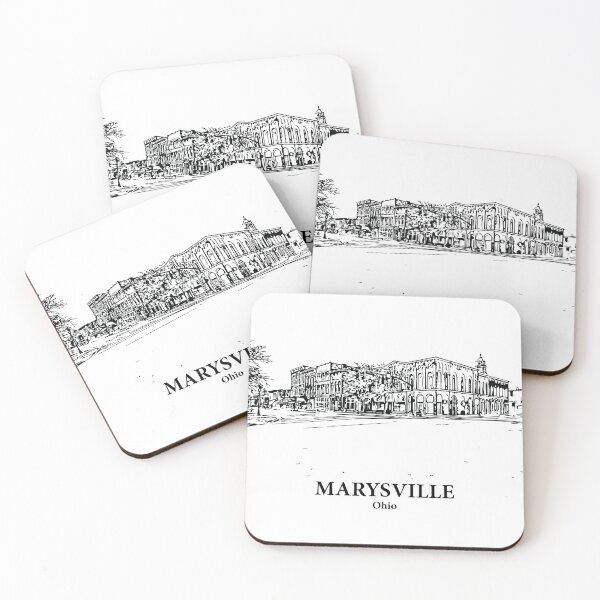 Item preview, Marysville OH - Ink Cityscape Illustration designed and sold by Lakeric Cityscapes.