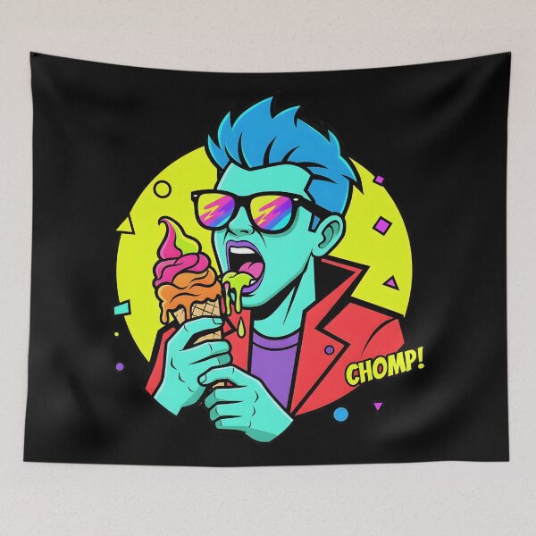 Item preview, Vibrant Retro Pop Art Ice Cream Chomp Character Design designed and sold by DrawHandArt.