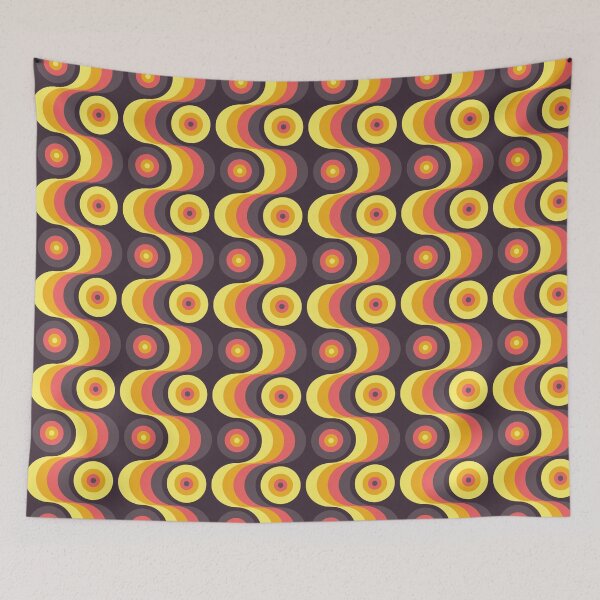 Item preview,  1970s Yellow Orange & Brown Mod Groovy Circle Geometric designed and sold by RetroMaggie.