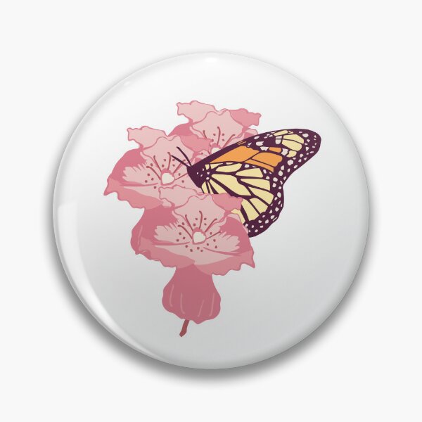 Item preview, Hand Drawn Monarch Butterfly Nestled in Beautiful Pink Flowers designed and sold by FourAcreFarm.